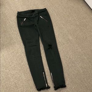 Olive green jean leggings